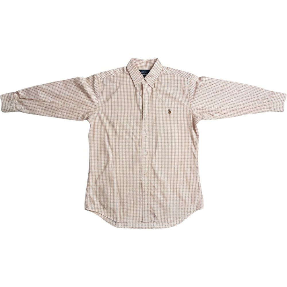 Ralph Lauren Mens Classic Fit Orange White Tattersall Check Shirt 16 34/35